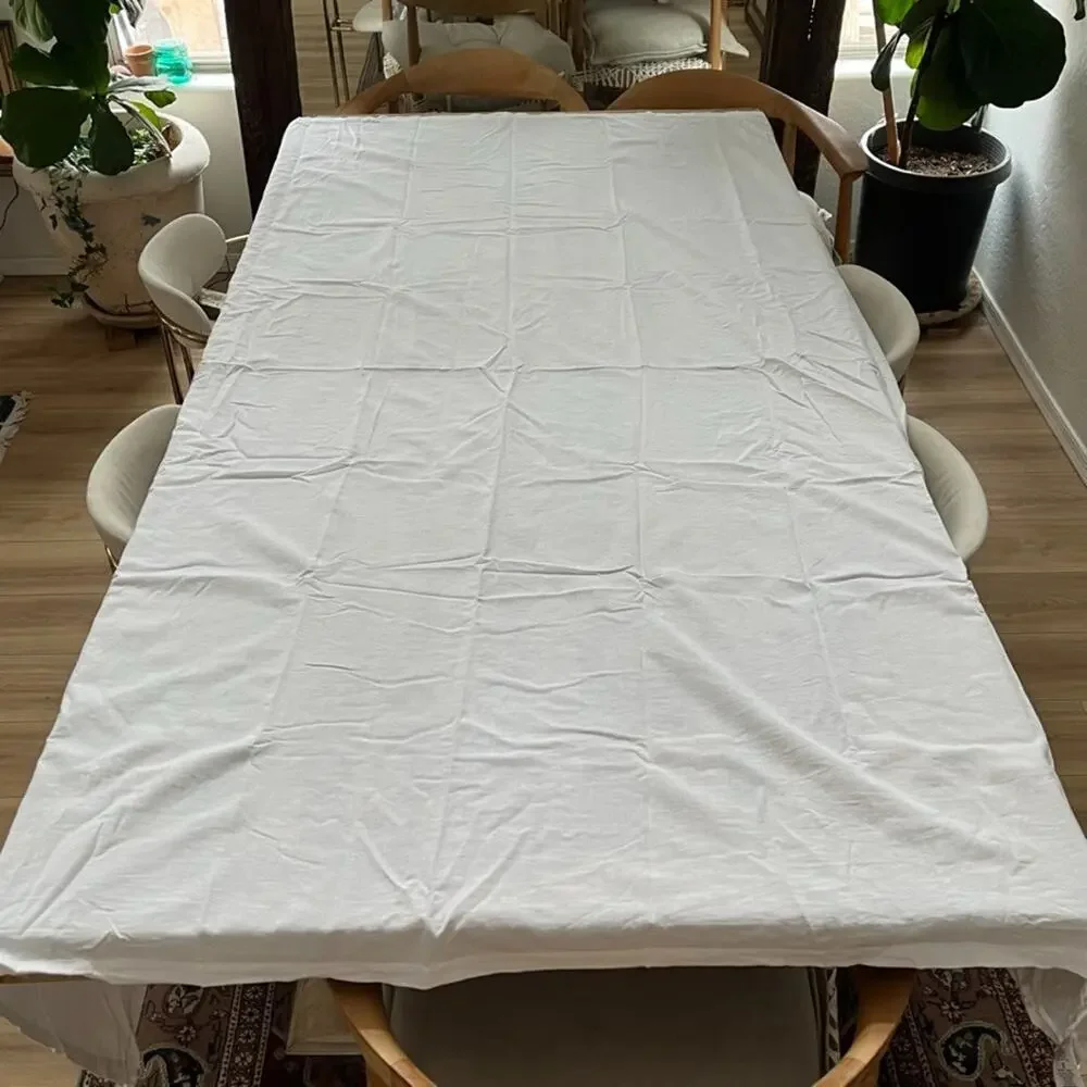 Pottery Barn Design Crew Basics Cotton Linen White Tablecloth 70” x 90”